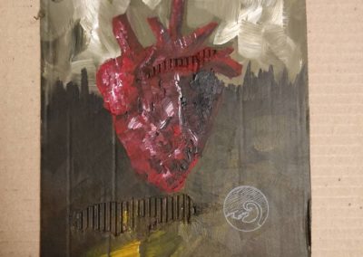 Cœur - Peinture à l'huile sur carton